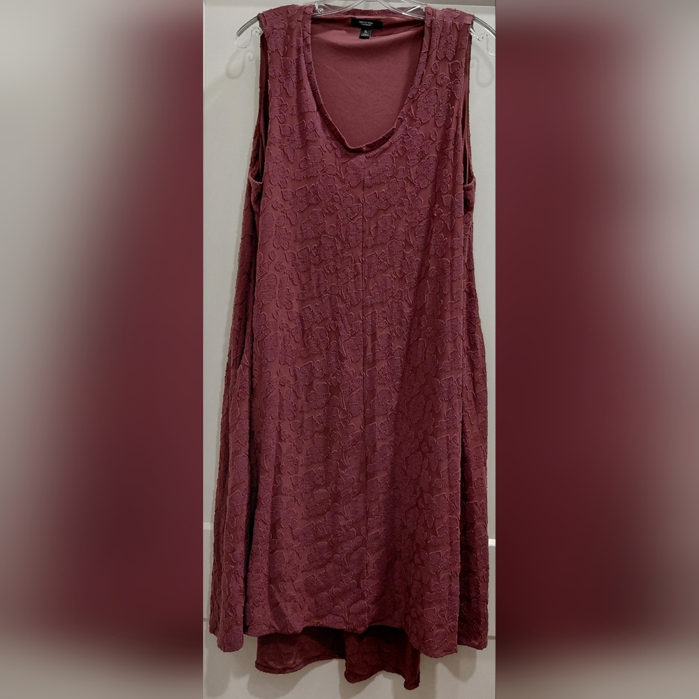 Simply Vera Vera Wang Sz XL, Plum Colored, floral textured, High Low Tank Dress.
